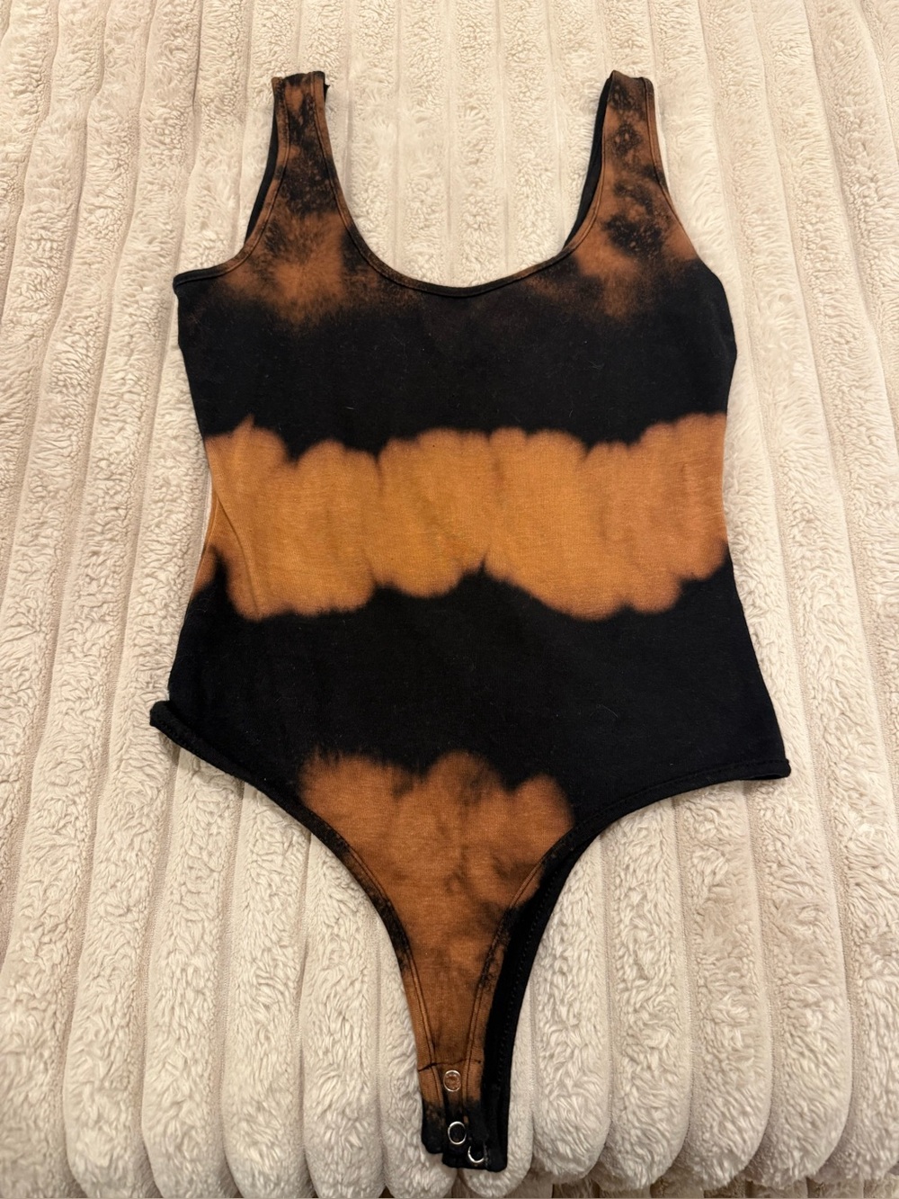 Women’s FashionNova Tie-Dye Black & Brown One-Piece Bodysuit